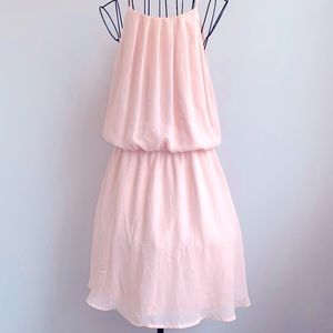 Boutique Pink Halter-Top Mini Dress with Elastic Waist